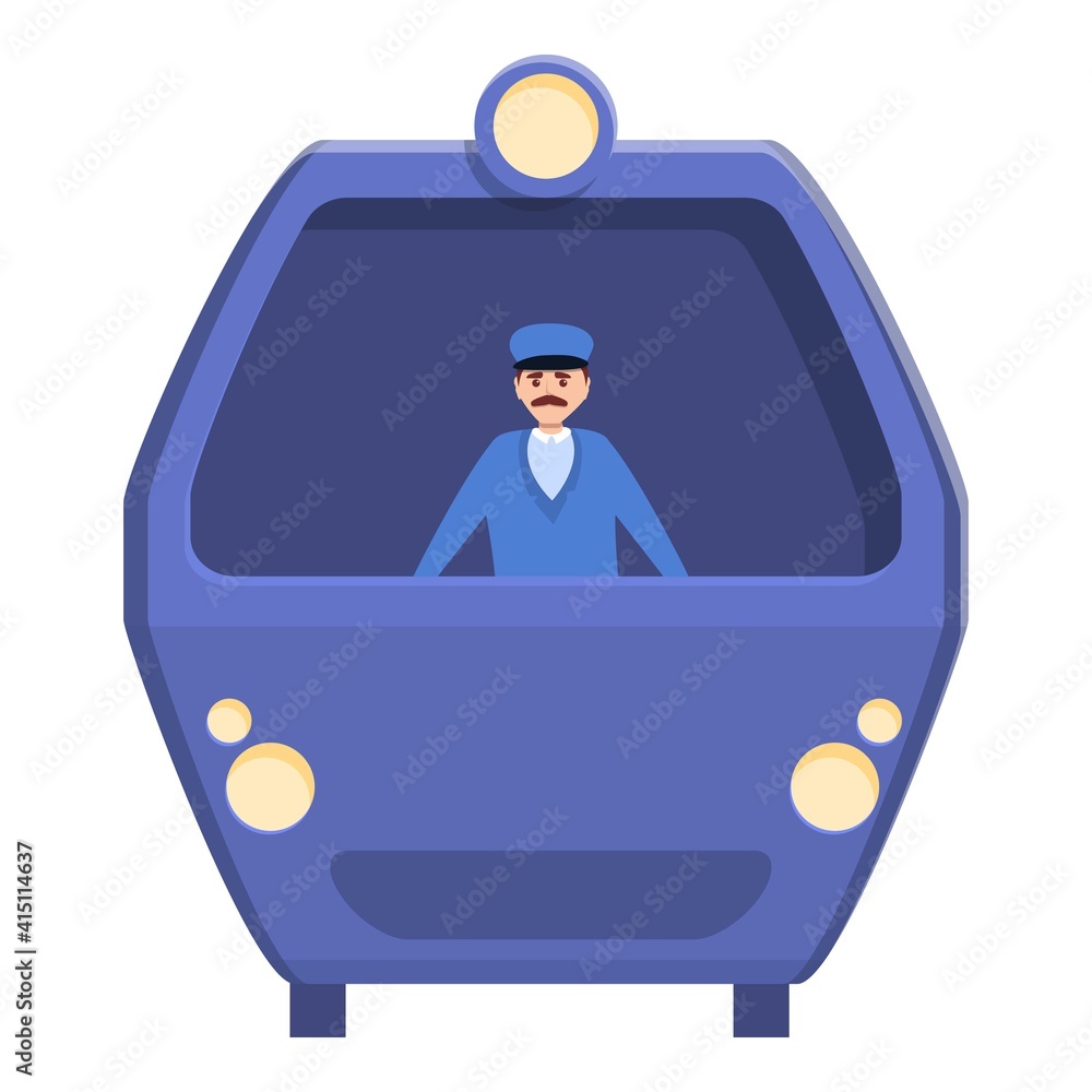 Wall mural driver in subway car icon. cartoon of driver in subway car vector icon for web design isolated on wh