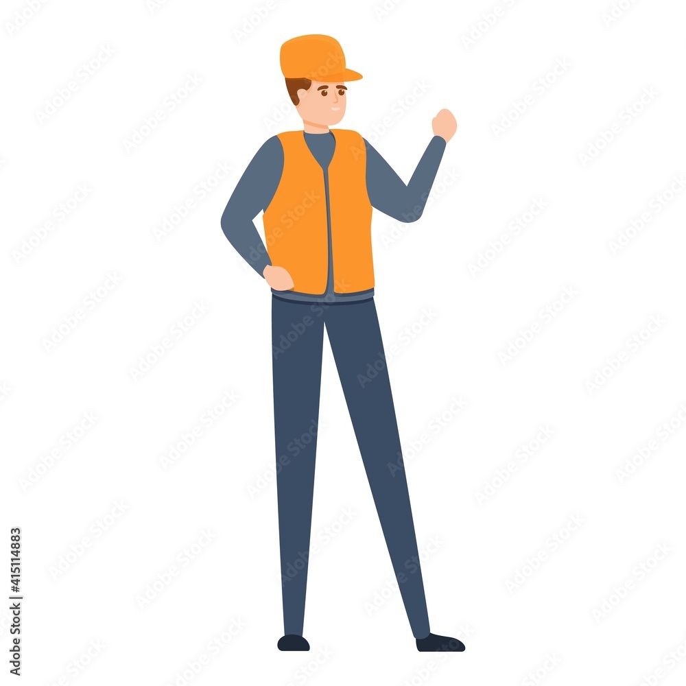 Poster attendant in subway icon. cartoon of attendant in subway vector icon for web design isolated on whit