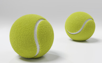 Pair of tennis balls on a clean background. 3D rendering
