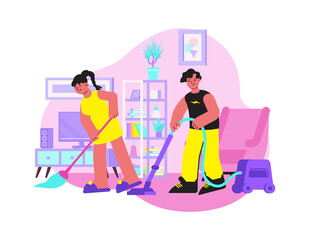 Apartment Cleanup Flat Composition