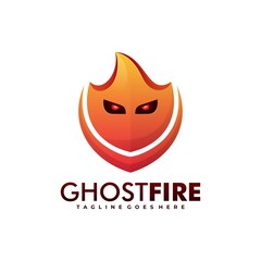 Vector Logo Illustration Ghost Fire Gradient Colorful Style.