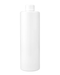 White plastic bottle isolated on white background. Cosmetic packaging mock up.