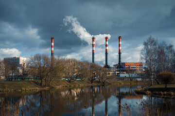Minsk power plant at a warm winter time