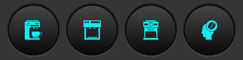 Set Coffee machine, , and Barista icon. Vector.