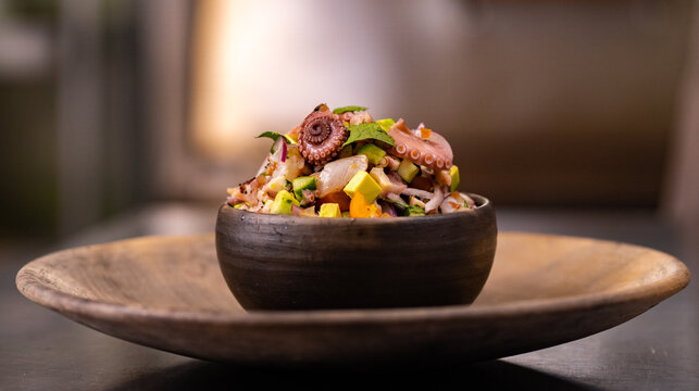 Octopus, white fish and shrimp fresh ceviche 