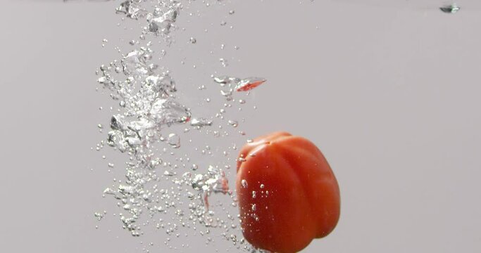 Red bell pepper in the water