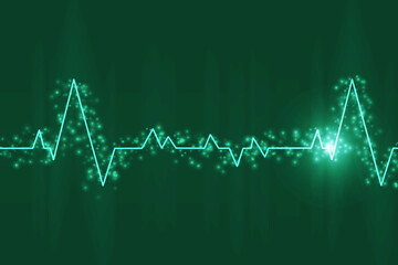 Obraz premium Heart with cardiogram - 2D illustration 