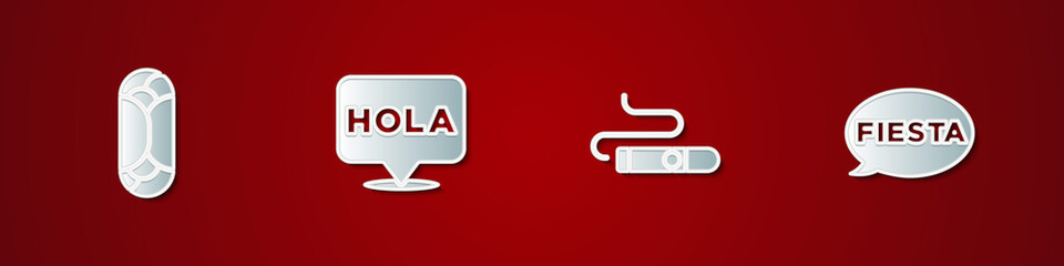 Set Burrito, Hola, Cigar and Fiesta icon. Vector. © vector_v