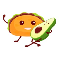 Taco with avocado icon. Cartoon of taco with avocado vector icon for web design isolated on white background