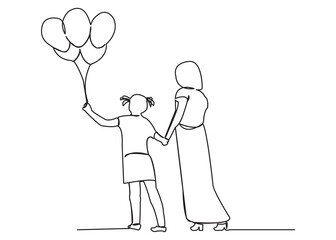 Mom with baby and balloons