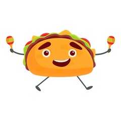 Tacos with maracas icon. Cartoon of tacos with maracas vector icon for web design isolated on white background