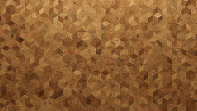 Wood Texture background. Parquet Wallpaper with a Light and Dark Timber Diamond tile pattern.