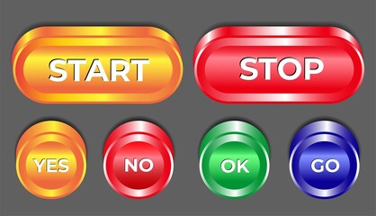 buttons for web. Set of 3d button, badge, emblem, ribbon banner.