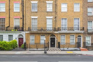 Facade of Georgian style terraced houses in London