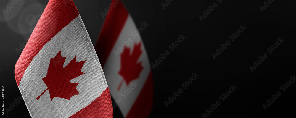 Wall mural small national flags of the canada on a dark background - Wall murals