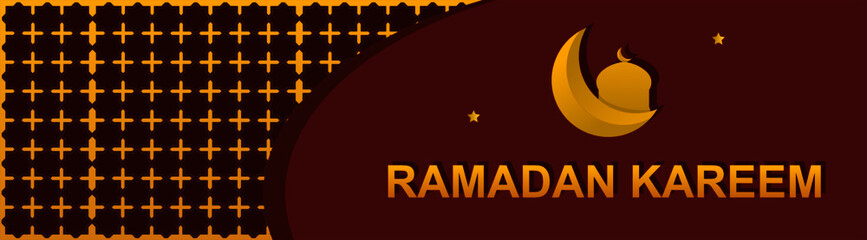 Islamic ramadhan Kareem banner template in red  color with islamic ornaments