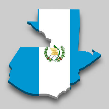 recommend clip art: 3d isometric Map of Guatemala with national flag.