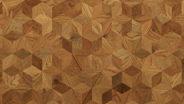 Wood Texture background. Parquet Wallpaper with a Light and Dark Timber Diamond tile pattern.