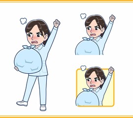 水色の服を着た看護師さん