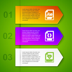 Set line OTF file document, CSS, RUBY and OBJ. Business infographic template. Vector.