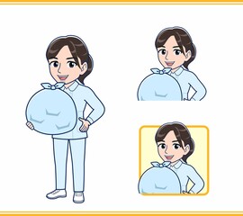 水色の服を着た看護師さん