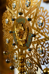 Armenian church utensils. eight-pointed gold-colored star for worship