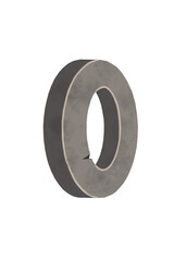 Volume metal figure Zero isolated on a white background. Bitmap illustration