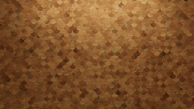 Wood Texture background. Parquet Wallpaper with a Light and Dark Timber Fish Scale tile pattern.