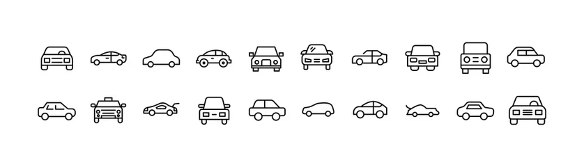 Fotobehang Simple line set of car icons. © dstarky