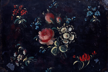 Obraz na płótnie Canvas Flower bunch painted on old, black background