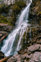 Fototapeta na wymiar Rohacsky waterfall high tatras in Slovakia. Western Tatras mountains, Rohace Slovakia