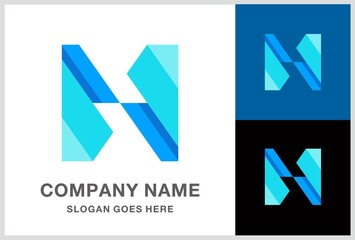 Monogram Letter N Geometric Square Business Company Vector Logo Design