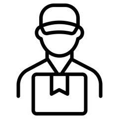 Avatar with parcel, courier boy icon