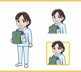 Fototapeta premium 水色の服を着た看護師さん