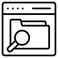 Document case under magnifying glass, search folder icon