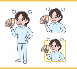 水色の服を着た看護師さん