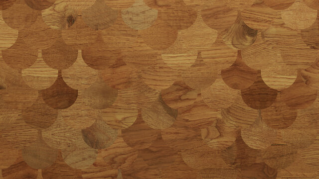Wood Texture background. Parquet Wallpaper with a Light and Dark Timber Fish Scale tile pattern.