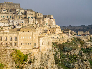 Fototapeta na wymiar The cave dwelling town of Matera with its Sassi houses.
