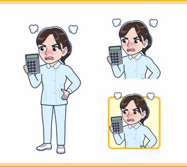 ブルーの服を着た看護師さん