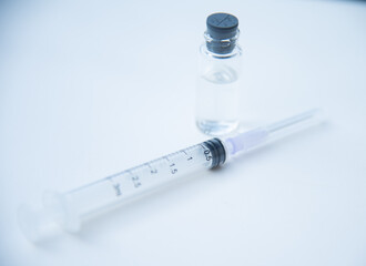 Liquid in bottle vaccine covid-19 concept.