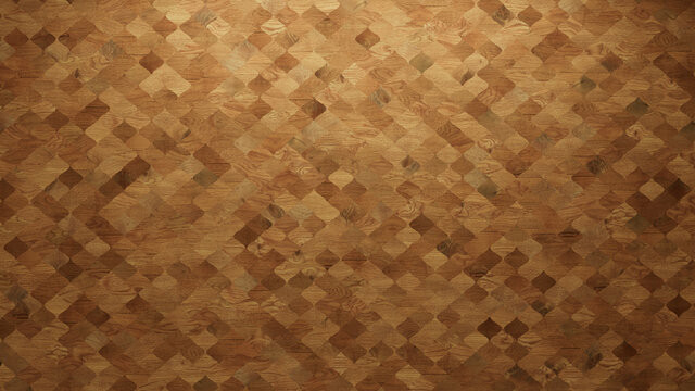 Wood Texture background. Parquet Wallpaper with a Light and Dark Timber Arabesque tile pattern.