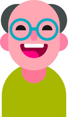 vector face of an old man. flat image of smiling old man face