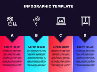 Set line Smart farming technology, Flower, and Automatic irrigation sprinklers. Business infographic template. Vector.