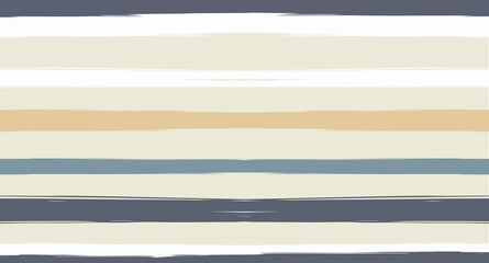 Orange, Brown Lines Seamless Summer Pattern, Vector Watercolor Sailor Stripes. Retro Vintage Grunge Fabric Fashion Design Horizontal Brushstrokes. Simple Painted Ink Trace, Geometric Cool Autumn Print