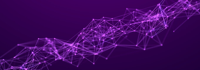 Polygonal background with dots and lines. Network connection structure. Science and technology. 3d