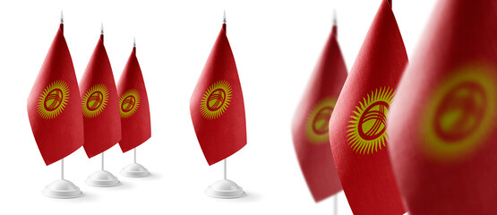 Set of Kirghizia national flags on a white background