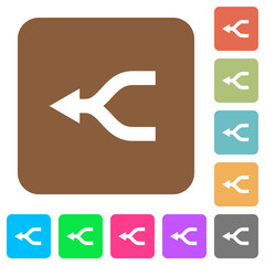 Merge arrows left rounded square flat icons
