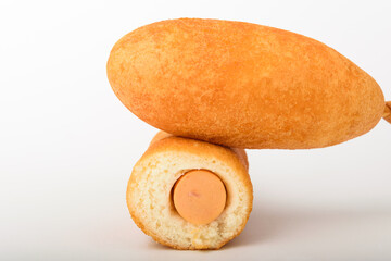 Corn dog on white background