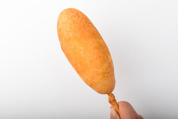 Corn dog on white background