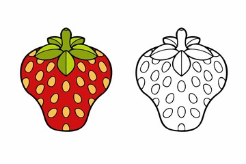 Vector element of coloring book for chidlren. Isolated outline cartoon strawberry on the white background.